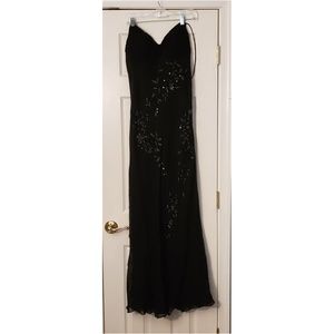 Black beaded evening gown